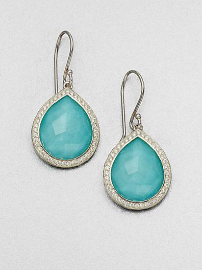 Ippolita Turquoise Doublet & Diamond Drop Earrings
