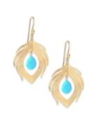 Annette Ferdinandsen Fauna Peacock Feather Natural Turquoise & 14k Yellow Gold Earrings