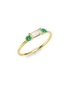 Ila White Sapphire & Emerald 14k Yellow Gold Ring