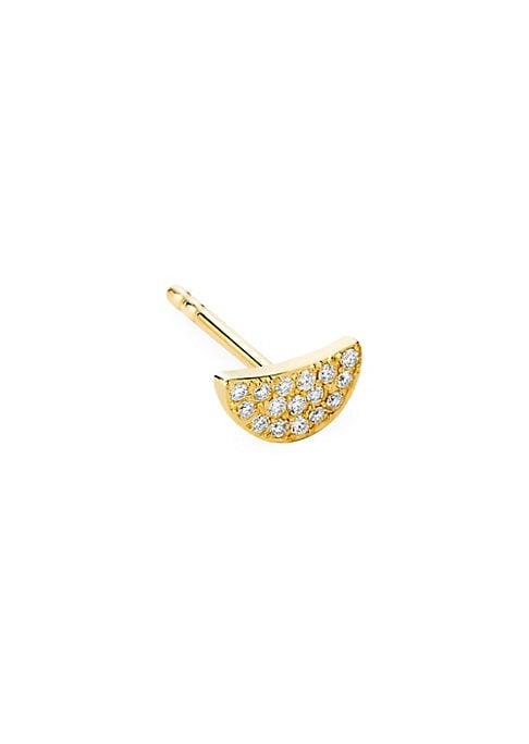 Celara 14k Yellow Gold & Diamond Pavehalf Moon Single Stud Earring