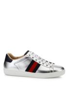 Gucci New Ace Metallic Leather Low-top Sneakers