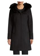 Sentaler Mid-length Fur Trim Wool Coat