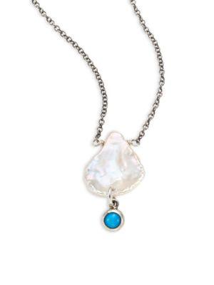 Chan Luu Turquoise & Silver Drop Necklace