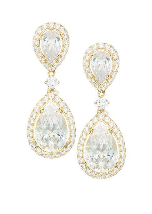 Adriana Orsini 18k Gold Sterling Silver Framed Double Pear Drop Earrings