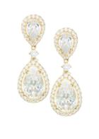 Adriana Orsini 18k Gold Sterling Silver Framed Double Pear Drop Earrings