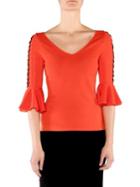 Stizzoli, Plus Size Lace-up Bell-sleeve Top