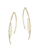 Mizuki 14k Gold & Pearl Large Graduated Pearl Marquis Hoop Earrings