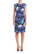 Escada Oversized Floral-print Cap-sleeve Dress