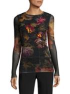 Fuzzi Crewneck Floral Embroidered Top