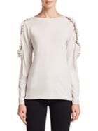 Burberry Long Sleeve Fringed Top