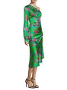 Etro Floral One-sleeve Ruched Dress