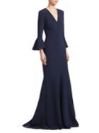 Theia Bell Sleeve V-neck Gown