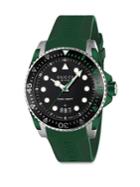 Gucci Gucci Dive Stainless Steel & Green Rubber Strap Watch