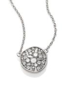 Pleve Ice Diamond & 18k White Gold Pebble Pendant Necklace