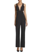 Laundry By Shelli Segal Plunging V-neck Peek-a-boo Jumpsuit