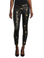 Rta Prince Gold Star Leather Cropped Skinny Pants