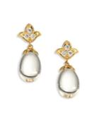 Temple St. Clair Lotus Diamond, Rock Crystal & 18k Yellow Gold Drop Earrings