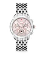 Michele Watches Sidney Stainless Steel & Blush Diamond Dial Watch