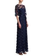 David Meister Embroidered Floral Gown