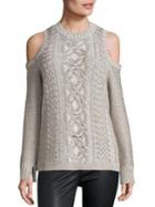 Bcbgmaxazria Arlene Metallic Cold-shoulder Sweater