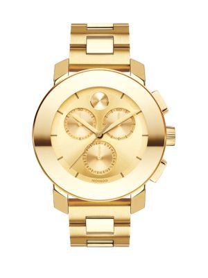Movado Bold Goldtone Stainless Steel Chronograph Bracelet Watch