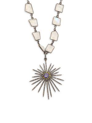 Nina Gilin Diamond, Tanzanite & Moonstone Pendant Necklace