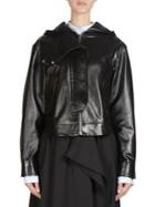Cedric Charlier Hooded Faux Leather Jacket