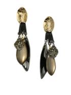 Alexis Bittar Lucite Pyrite & Leather Clip-on Earrings
