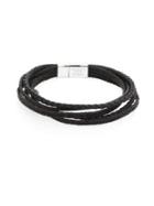 Tateossian Multi-layered Sterling Silver And Leather Bracelet