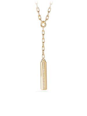 David Yurman Diamonds & 18k Yellow Gold Bar Pendant Necklace