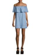 7 For All Mankind Off-the-shoulder Chambray Dress