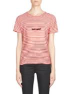 Saint Laurent Cotton Striped Logo Tee