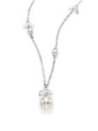 Majorica 6mm-12mm White Pearl & Sterling Silver Leaf Pendant Necklace