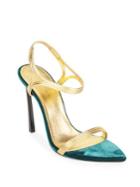 Saint Laurent Talitha Velvet Ankle-strap Sandals