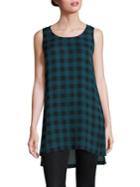 Eileen Fisher Gingham Checked Silk Top