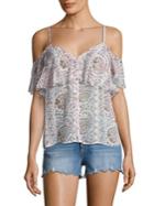 Paige Henna Print Off-the-shoulder Silk Top