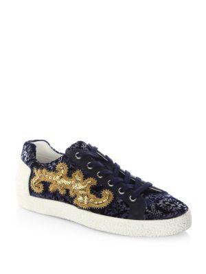 Ash Embroidered Lace-up Sneakers