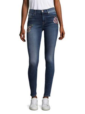 7 For All Mankind Floral Needle Point Skinny Jeans