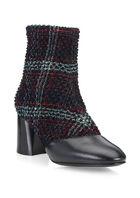 3.1 Phillip Lim Drum Tweed & Leather Heeled Ankle Boots