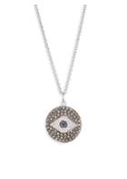 Sydney Evan 14k White Gold, Diamond & Sapphire Evil Eye Medallion Necklace