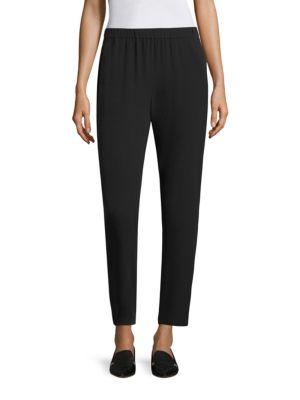Eileen Fisher System Silk Georgette Slouchy Ankle Pants