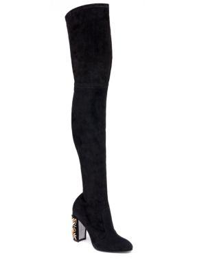 Rene Caovilla Embellished Block Heel Over-the-knee Suede Boots