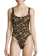Norma Kamali Super Low Back Lace One-piece Swimsuit