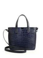 Vince Signature V Baby Crocodile-embossed Leather & Smooth Leather Tote