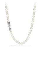 David Yurman Sterling Silver & White Cultured Freshwater Pearl Necklace With Diamonds/18