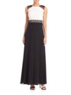 Kay Unger Colorblock Pleated Gown
