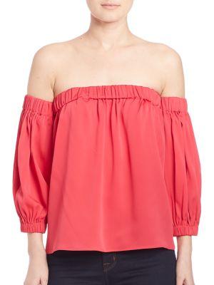 Milly Solid Off-the-shoulder Silk Top