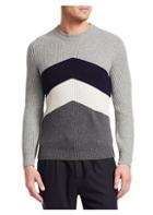 Brunello Cucinelli Sport Graphic Wool, Silk & Cashmere Rib-knit Crew Sweater