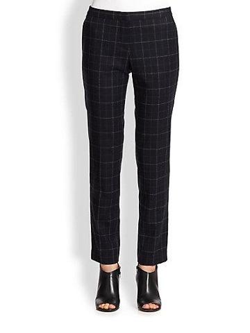 Theory Plaid Straight-leg Ankle Pants