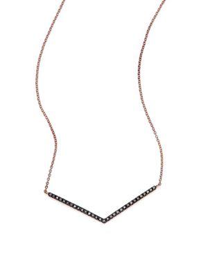 Diane Kordas Black Diamond & 18k Rose Gold Chevron Necklace